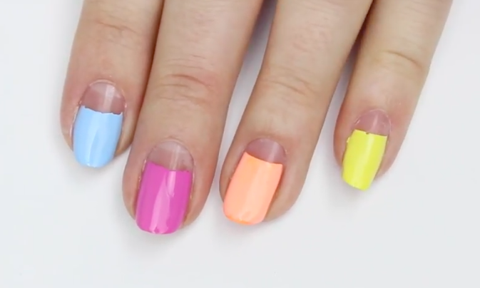 Try something new with half moon nail art!