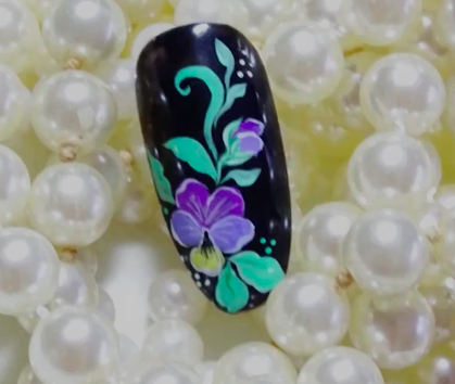 Dark floral nail
