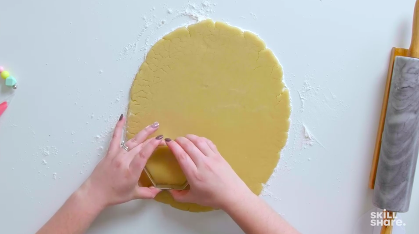 Your cookie dough should be a thin, flat surface when rolled out.