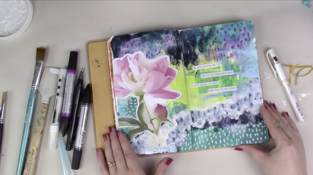 Skillshare instructor Karen Gaunt shares one of her art journal spreads.