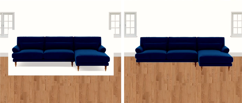 Removing the background from the couch makes it easier to see how it fits into the rest of the space.