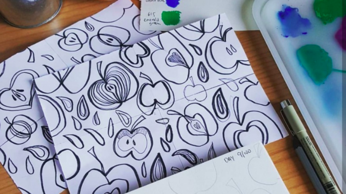 Design repeating patterns using paper, pen, and Photoshop/Illustrator with Alexandra .