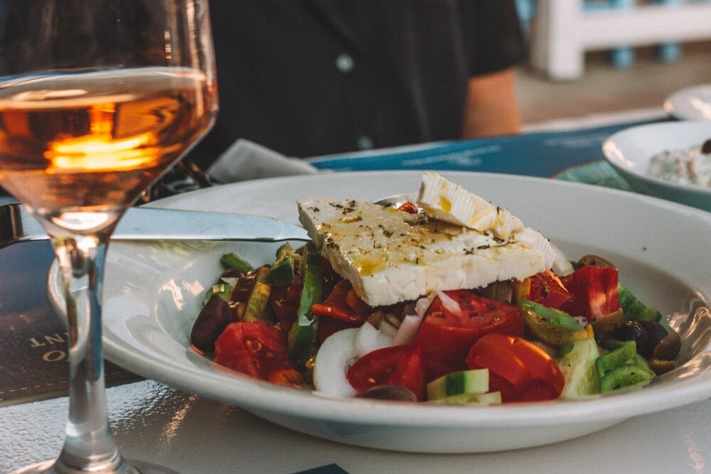 Greek salad is a filling, healthy meal you can prepare ahead of time.