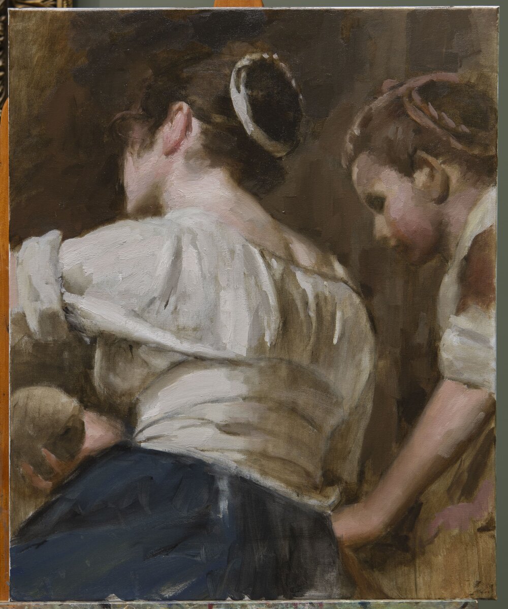 Painting by Mark Tennant, after Velazquez, Prado, Madrid
