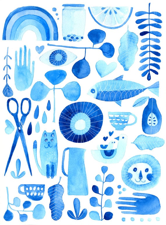 This is an illustration by Lisa Congdon from her latest project, Experiments in Blue.