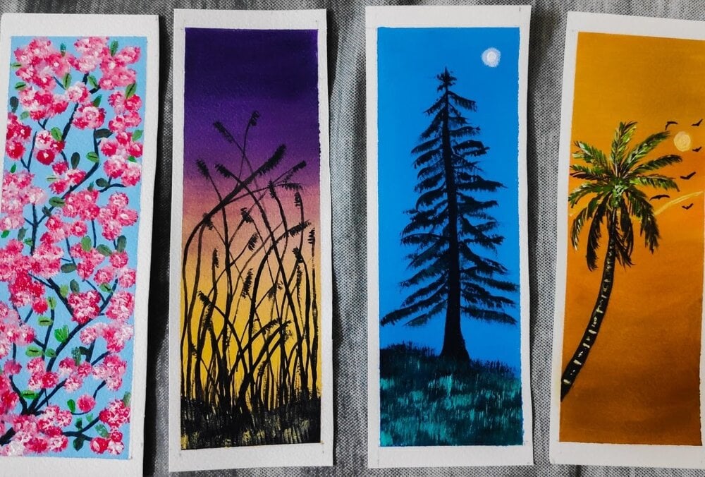 A set of acrylic bookmarks by student Mohini S. 
