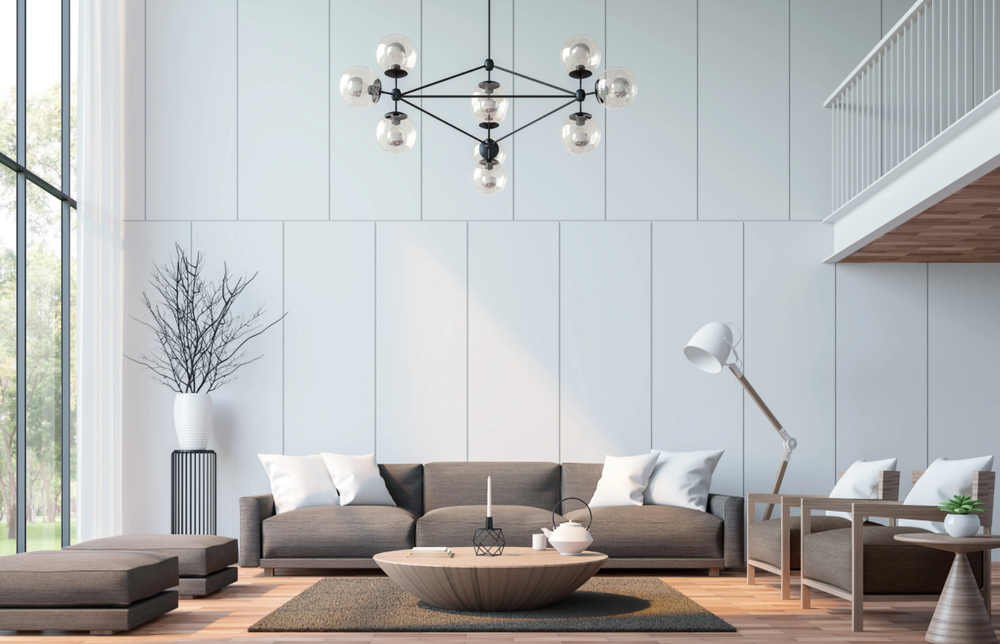 A modern living room in the Scandinavian style.
