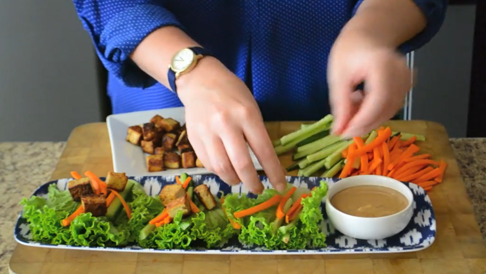 Thai peanut dressing makes a fantastic dipping sauce for lettuce wraps.