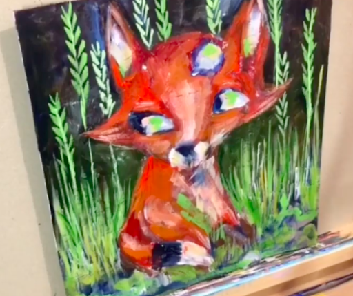 This adorable fox is a fun canvas painting project.