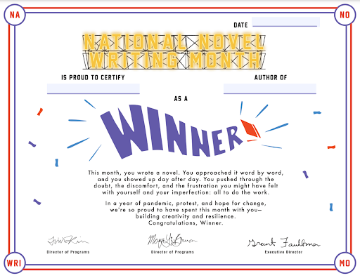nanowrimo winner certificate