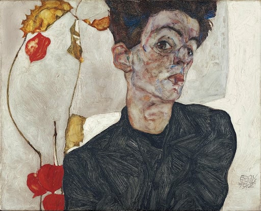 Egon Schiele, “Self Portrait With Physalis” (1912) 
