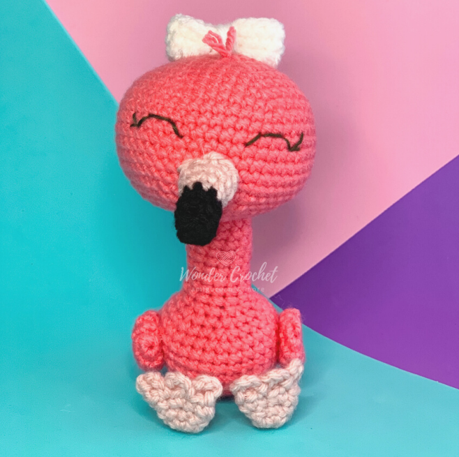 Crochet Pattern PDF – Fleur The Flamingo, Amigurumi Cuddly Toy, Pink Chunky Wool