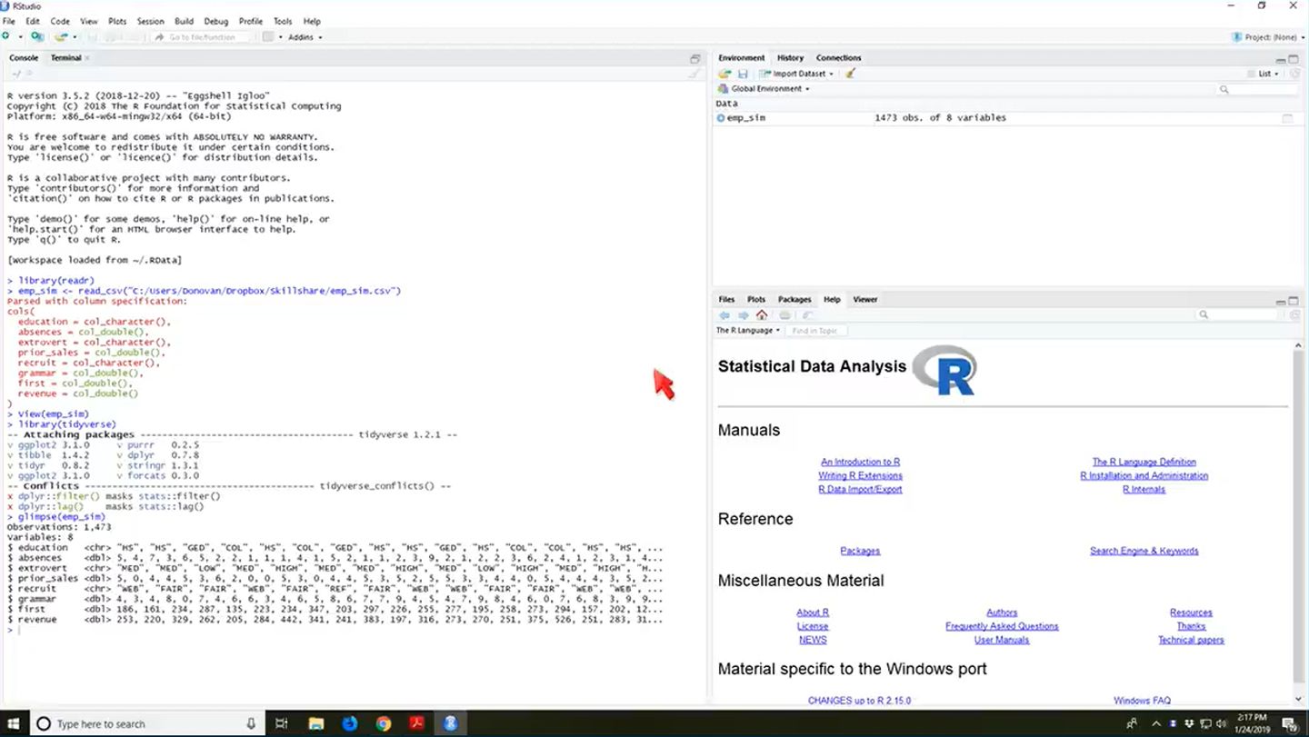 Code written in the programming language R, displayed in the development environment RStudio. 