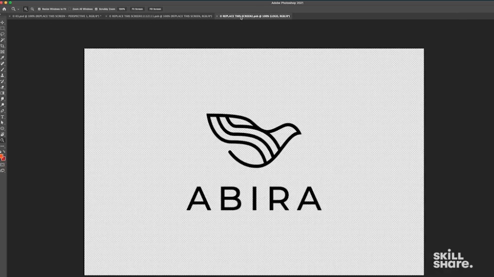A vectorized image used as a business logo, spelling out Abira under a bird design.
