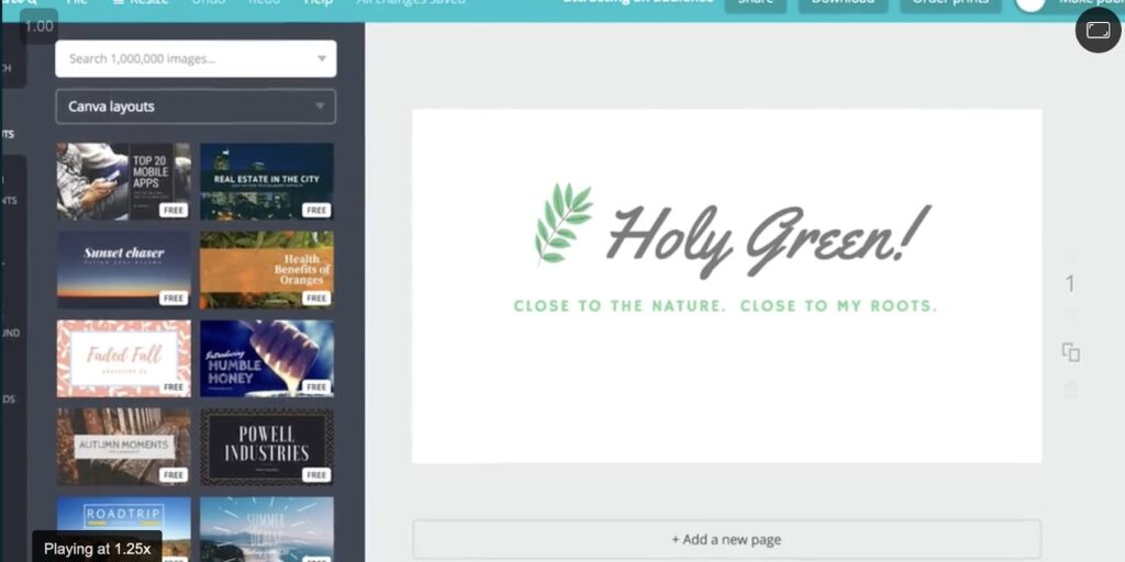 Screenshot of Canva.