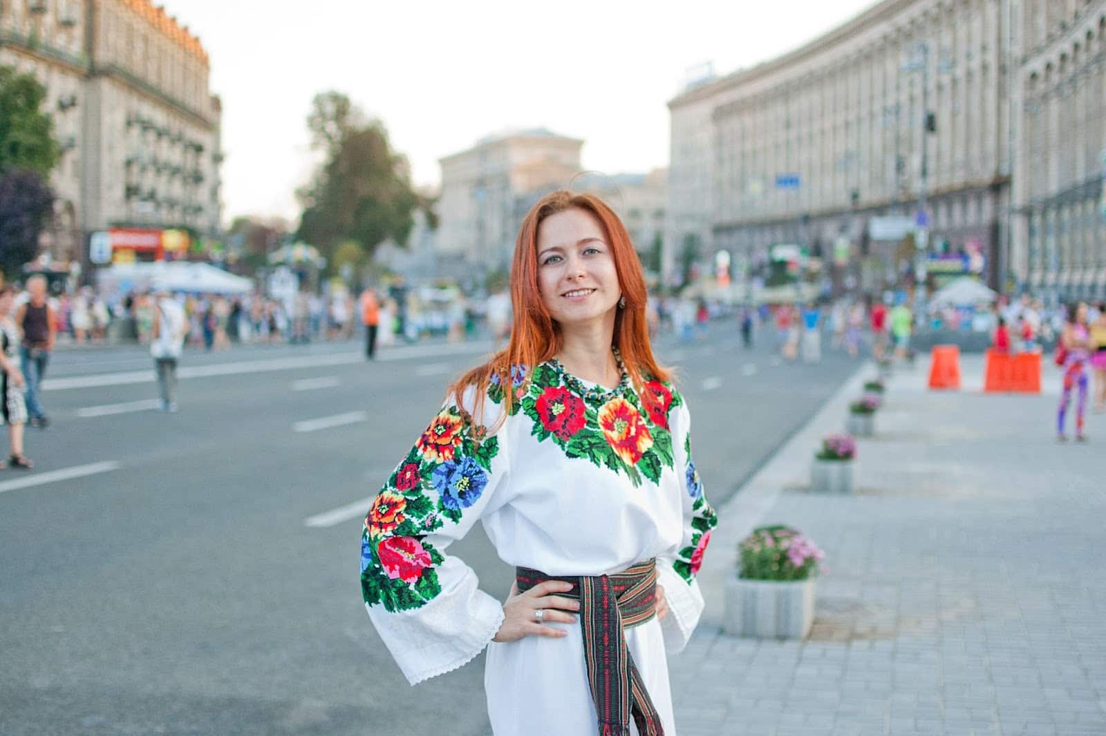 woman in ukranian outfit