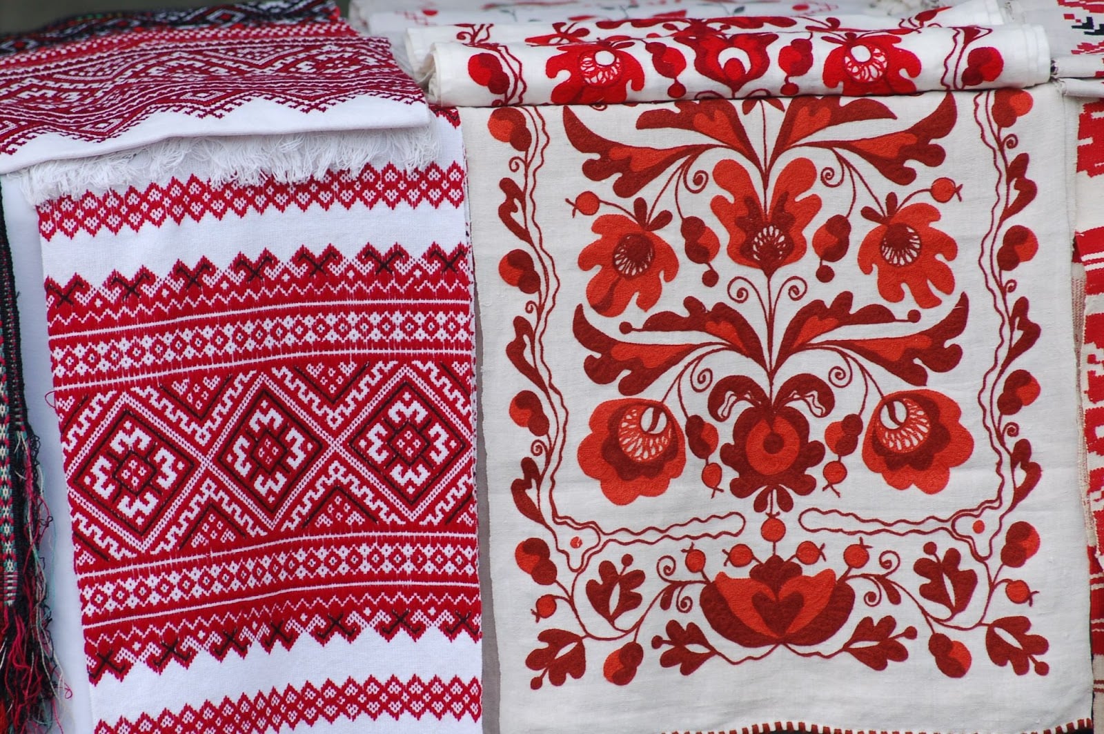 red on white cloth embroidery