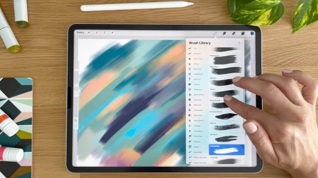 In the Skillshare class “Introduction to Procreate for Digital Painting,” teacher Serena Avril Archetti uses the Gaussian Blur tool to blur a particular area of her artwork.