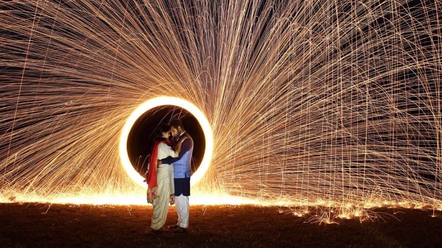 sparks around couple