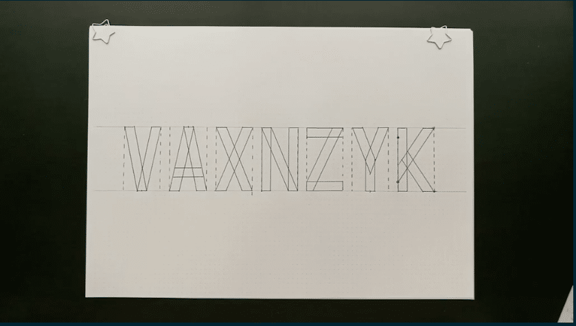 slanted block letters