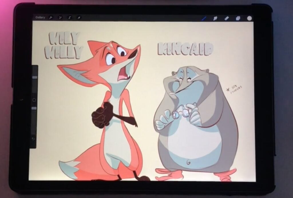 A children’s picture book illustration of a fox and a mole, which share similar shades of orange, grey, and blue.