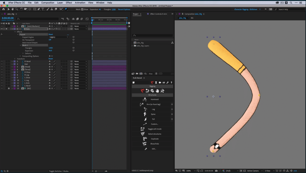 an arm in after effects