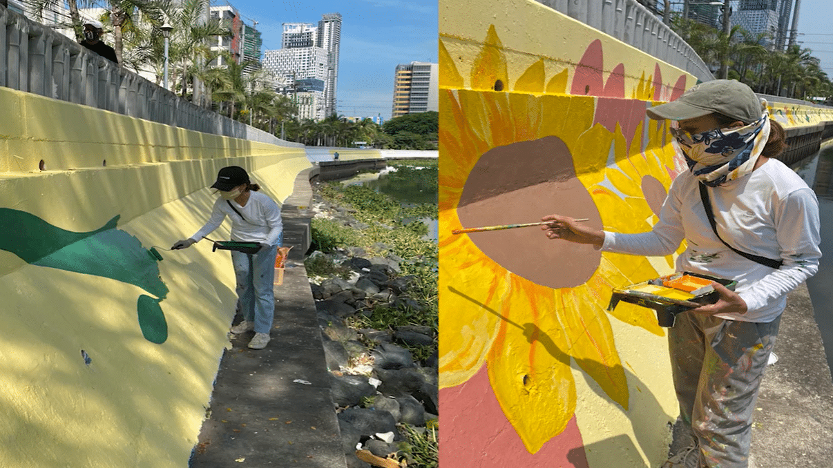 outdoor mural on concrete wall