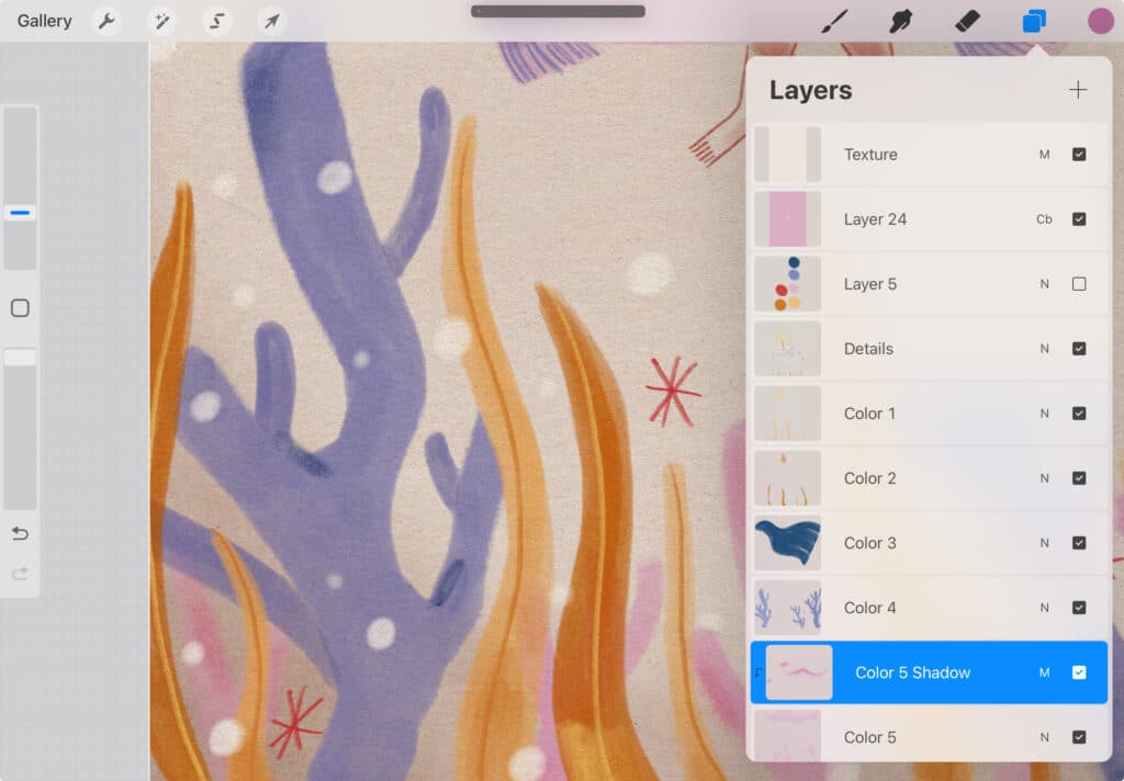 Screenshot of the Procreate app featuring the layers panel