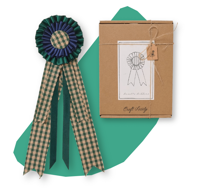 a blue and green plaid prize ribbon kit