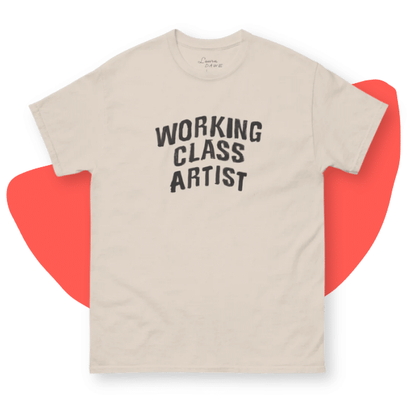 white tee shirt with black text